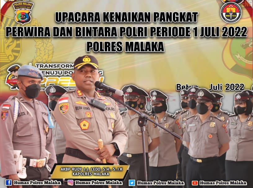 Kapolres Malaka Pimpin Upacara Kenaikan Pangkat Dua Perwira Dan 20 Bintara