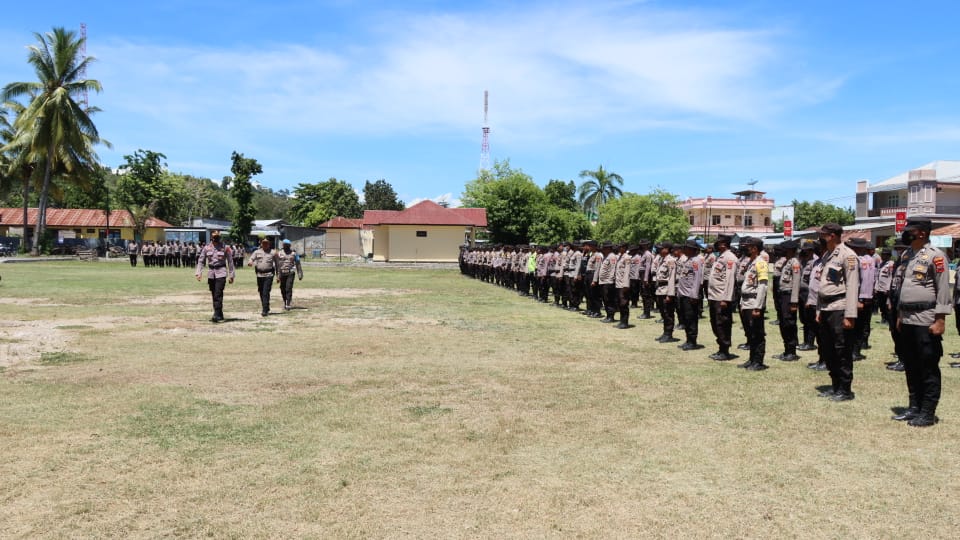 Polres Malaka Gelar Apel Pergeseran Pasukan Pengamanan Pilkades 