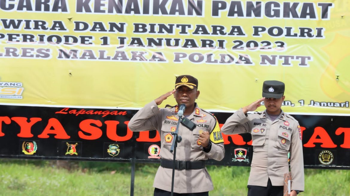 Kapolres Malaka Pimpin Apel Kenaikan Pangkat Perwira & Bintara Polres Malaka Periode 01 Januari 2023