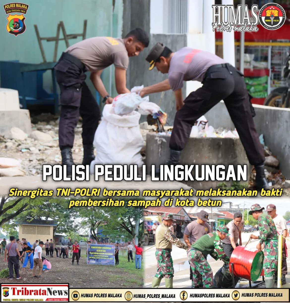 Peduli Lingkungan Polres Malaka Bersama Steakholder Pembersihan Sampah Serentak