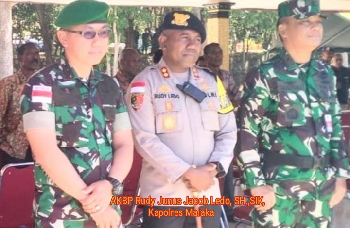 Kapolres Malaka Hadiri Upacara Sertijab Danyonif RK  744/SYB  