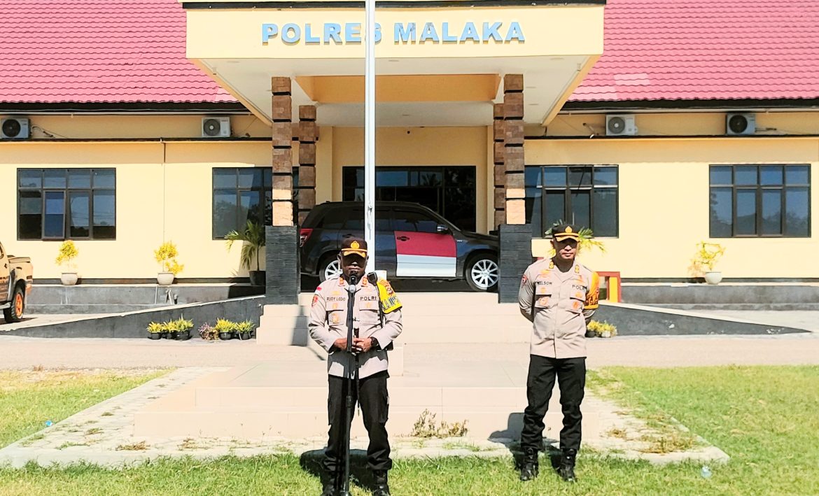 Kapolres Malaka Pimpin Apel Persiapan Patroli Gabungan Ciptakan Rasa Aman Saat Rapat Pleno di-Setiap Kecamatan