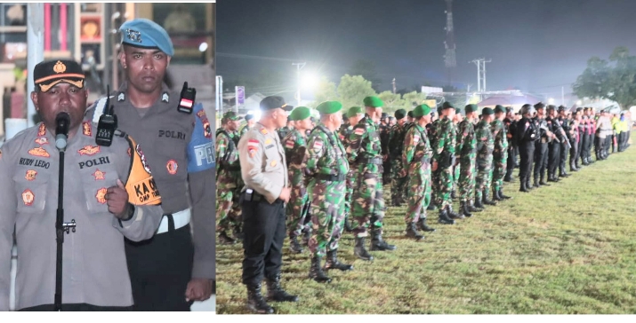 Ciptakan Situasi Aman di Masa Tenang Jelang Pilkada Polres Malaka TNI Aparat Terkait Patroli Show of Force