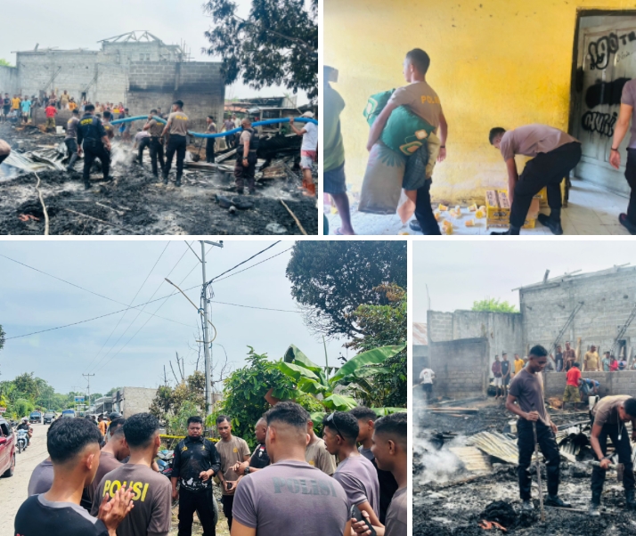 Polres Malaka Sigap Bantu Warga Evakuasi dan Padamkan Api di Tubaki