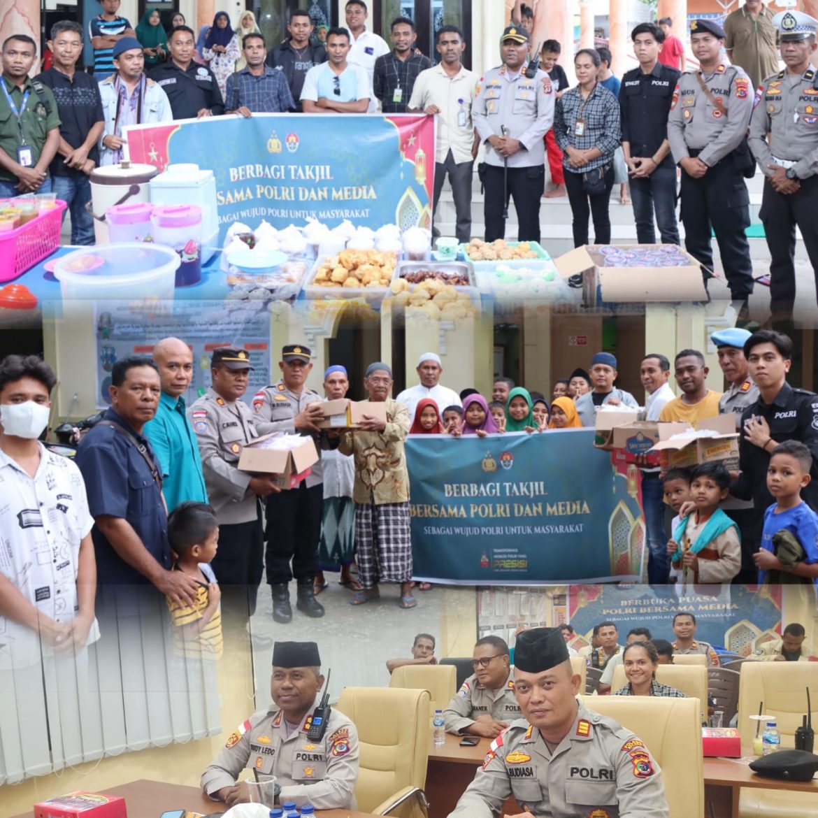 Kapolres Malaka Bersama Jajaran dan Wartawan Menggelar Aksi Bagi-bagi  Takjil di Masjid