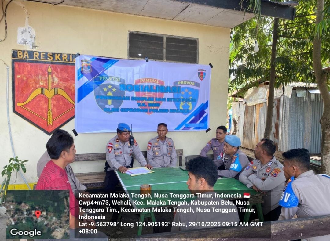 Propam Polres Malaka Gelar Sosialisasi Pembinaan Disiplin dan Etika Profesi di Polsek Malaka Tengah