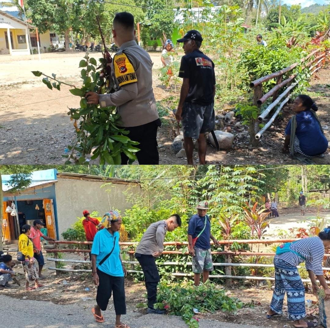 Bhabinkamtibmas Desa Numponi Gelar Kerja Bakti Bersama Warga, Wujudkan Lingkungan Desa yang Bersih dan Sehat