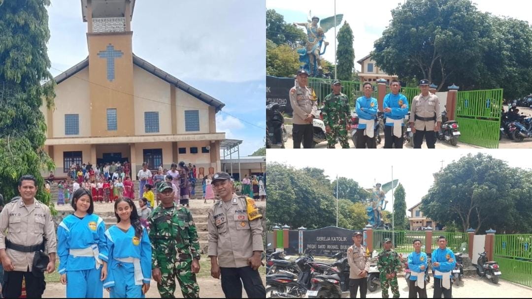 Polsek Rinhat Amankan Misa Syukur Imam Baru Romo Rafael Bani, Pr: Ibadah Berlangsung Khidmat dan Kondusif