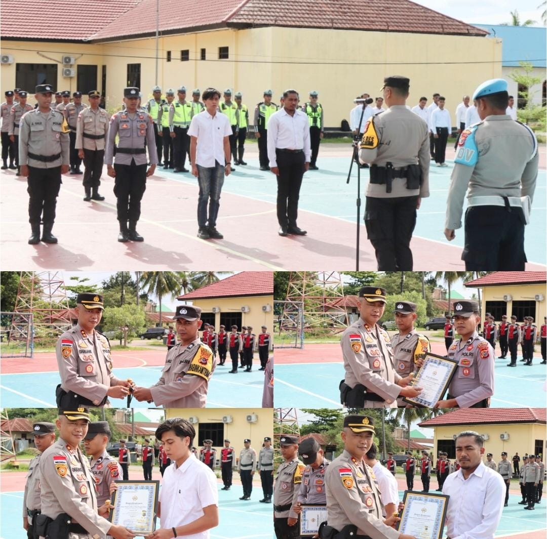 Kapolres Malaka Pimpin Upacara Penyerahan Penghargaan Kapolda NTT dan Bantuan Kendaraan Dinas bagi Bhabinkamtibmas