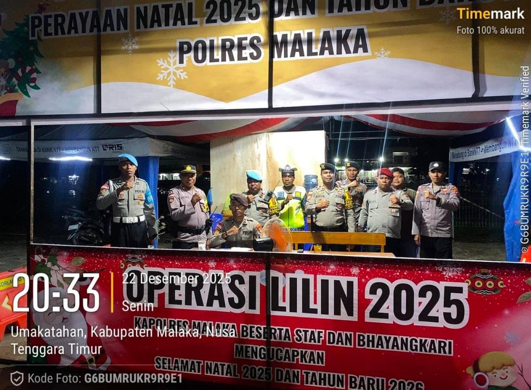 Personel Pospam Nataru 2025–2026 Polres Malaka Siaga Penuh, Pastikan Situasi Aman dan Kondusif