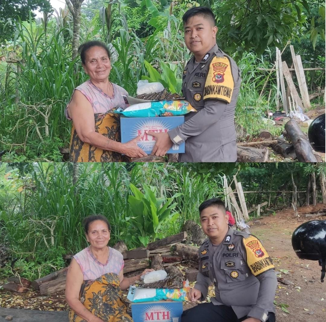 Bhabinkamtibmas Desa Raiulun Salurkan Bantuan Dukung Pembangunan SD Kelas Jauh Ninma