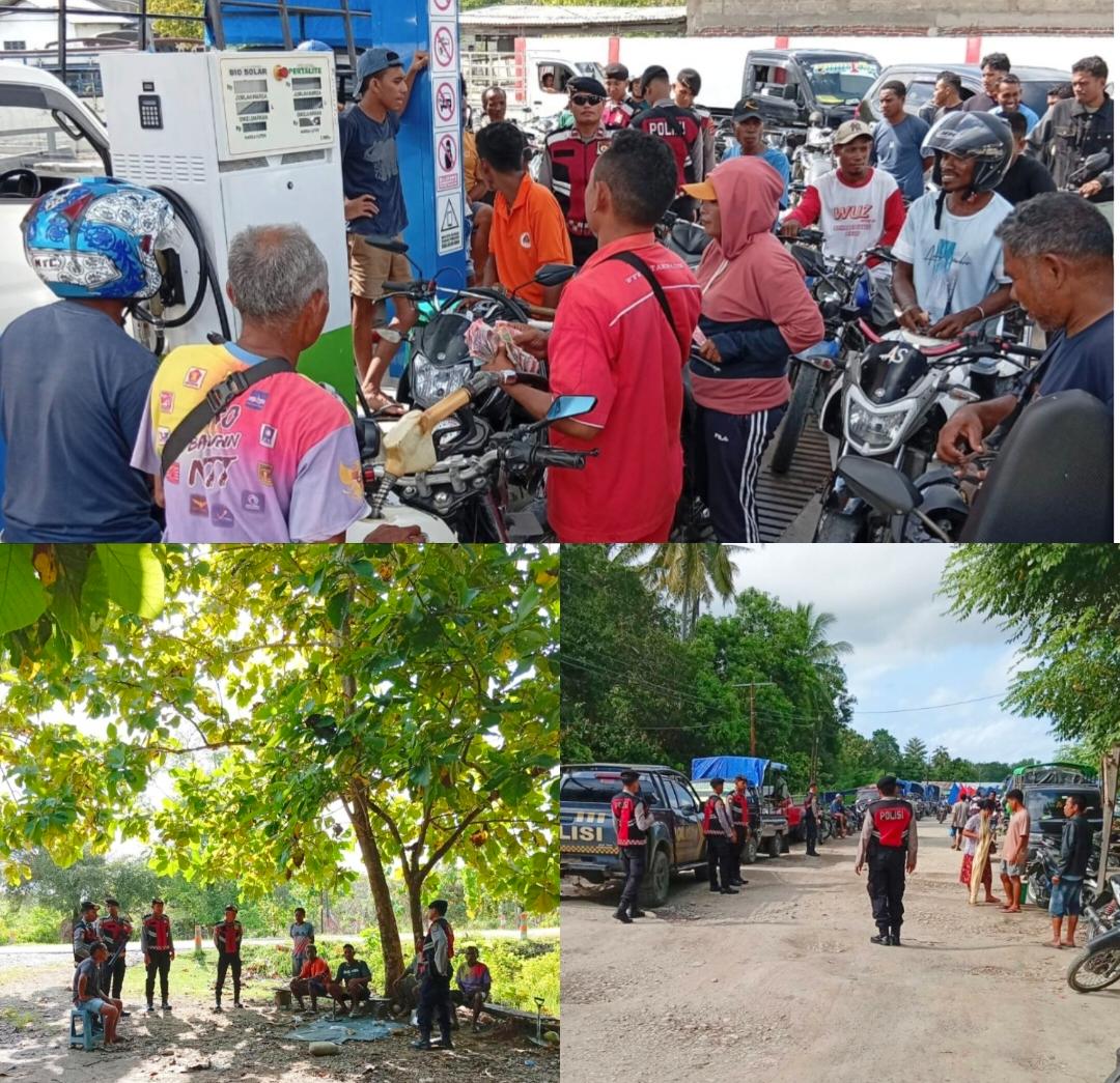 Patroli Presisi Sat Samapta Polres Malaka Sambangi SPBU dan Pasar Demi Jaga Kamtibmas